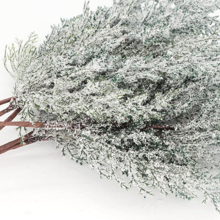 6 Pieces Frosted Artificial Cedar Pine Branches Sprigs 17" Snowy Faux Cedar Twig White Winter Greenery Stems Pine Picks Cedar Spray for Christmas Tree Craft Wreaths Garlands Holiday Season Decor (6)