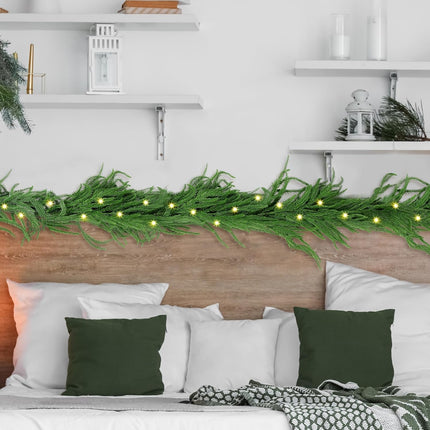 1 Pack Christmas Norfolk Garlands Set 9 Feet Artificial Winter Pine Garland Light String Faux Greenery Garland Green Pine Garland for Xmas Holiday Home Indoor Decor