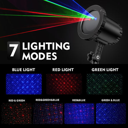 Christmas Laser Projection Lights, Red Blue Green Dynamic Laser Christmas Light Outdoor Projector with Wireless Remote Control, for Indoor/Outdoor Garden, Courtyards, Party，Halloween/Christmas