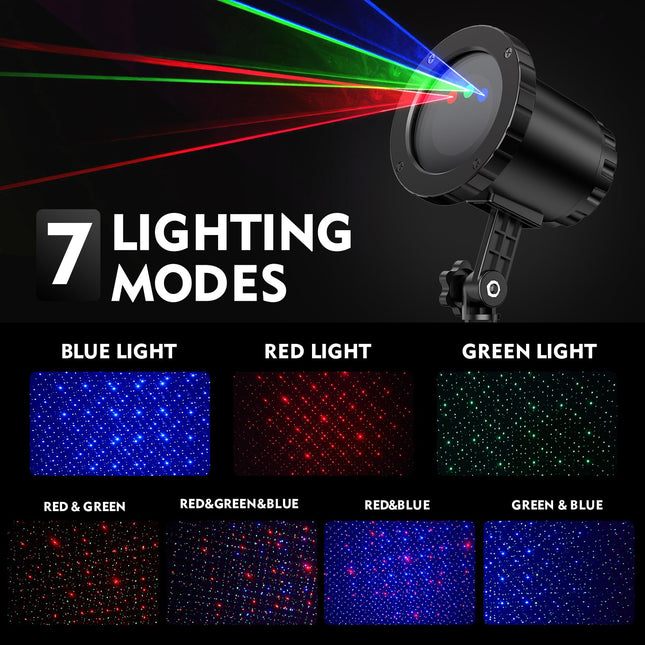 Christmas Laser Projection Lights, Red Blue Green Dynamic Laser Christmas Light Outdoor Projector with Wireless Remote Control, for Indoor/Outdoor Garden, Courtyards, Party，Halloween/Christmas