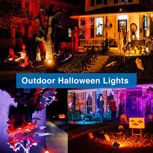 SUNVIE Halloween Spotlights Outdoor Waterproof 6W Color Changing Landscape Lights 120V RGB Landscape Lighting with Remote Control, Landscape Lighting for Garden Yard Trees Decorative, 2 Pack