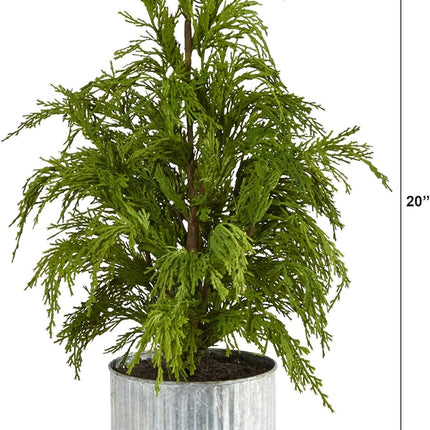 Nearly Natural 20in. Cedar Pine Natural Look Artificial Tree in Decorative Planter