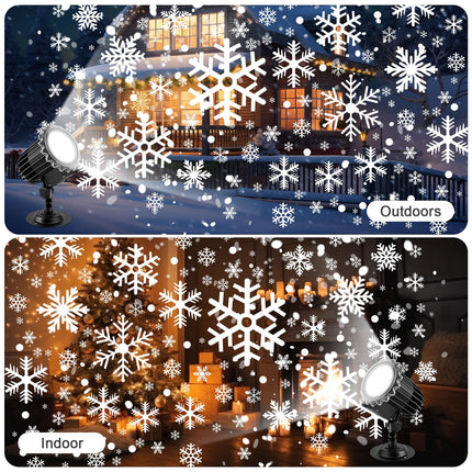 1 Pcs Christmas Projector Lights Highlight LED Snowflake Light Projector Waterproof Outdoor Christmas Decorations Lighting for Xmas Holiday Party Year Decoration, Black
