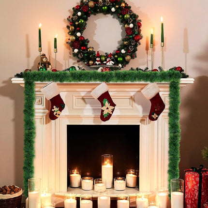 4 Pack Christmas Garland Total 262 ft Non Lit Artificial Greenery Garland Pine Garland Christmas Decorations Soft Green Holiday Decor Home Garden for Outdoor Indoor Stairs Fireplaces