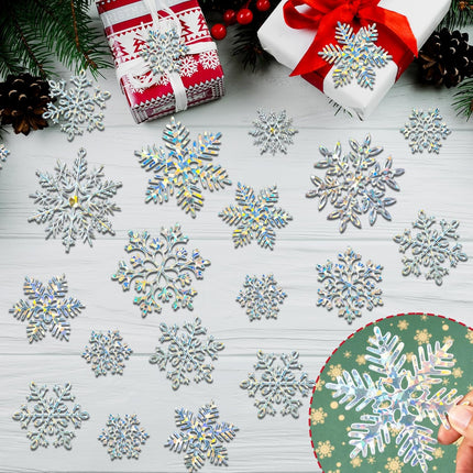 72Pcs Snowflakes Christmas Tree Decorations - Iridescent Christmas Tree Ornaments Hanging Glitter Snowflakes for Christmas Tree Winter Holiday Party Wall Ceiling Window Decorations