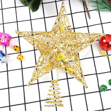 URATOT Glittered Christmas Tree Topper Metal Christmas Treetop Hallow Wire Star Topper for Christmas Home Decoration (6 inches, Gold)