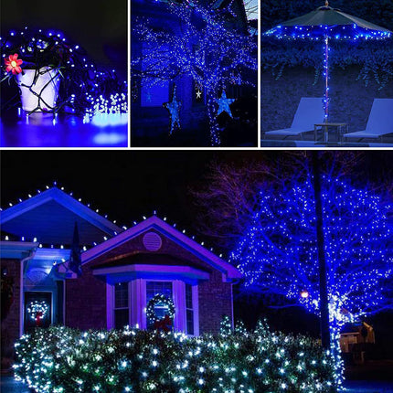 YEGUO 500 LED Christmas Lights Indoor, Blue String Lights Outdoor Waterproof, 8 Modes 165ft Green Wire Tree Lights Twinkle Lights Plug in for Holiday Festival Xmas Decor
