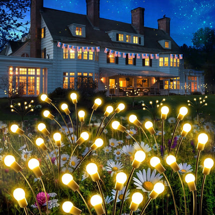 8 Pack Christmas Solar Garden Lights, d LED Firefly Solar Lights (Sway by Wind), Waterproof Outdoor Solar Christmas Lights for Yard Patio Pathway Christmas Decorations (Warm White)