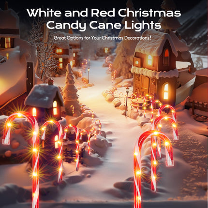 Christmas Candy Cane Lights 12Pcs Christmas Pathway Lights with 72 Count Incandescent Clear Lights, Connectable 12 Inch Pathway Makers Lights for Indoor Outdoor Walkway Patio Yard Lawn Decorations