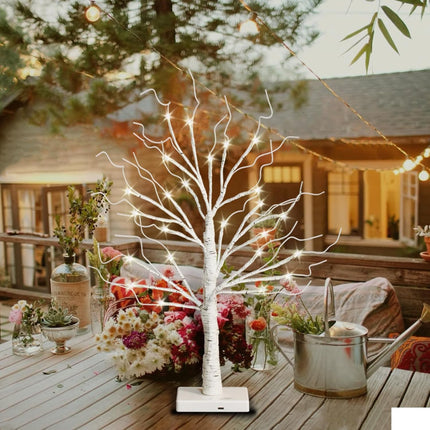 Lighted Birch Tree for Christmas Decorations 2FT Tabletop Light up Birch Tree with 24 LED Lights Mini Christmas Tree Decor for Indoor Home Table Decor Battery Operated (Warm White, Timer)