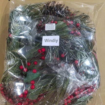 6' Long Christmas Artificial Pine Needle Garland Wired Rustic Twig Vine Birch Garland with Assorted Faux Red Berries Eucalyptus Leaves Natural Pine Cones Fir Sprigs Garland Holiday Season Winter Decor