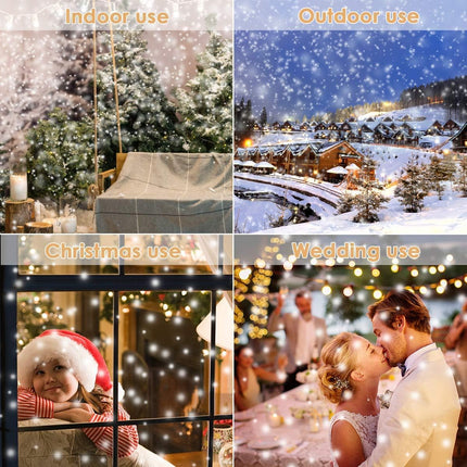 Borelor Snowfall LED Lights IP65 Waterproof Mini Christmas Snowflake Projector Lamp Indoor Outdoor Year Decoration Light with RF Remote & Timer(High Brightness)