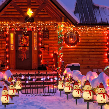 Solar Christmas Decorations Outdoor, 8PCS Snowman Shape Solar Christmas Stakes Lights, Christmas Pathway Lights for Christmas Yard, Garden, Patio Decor