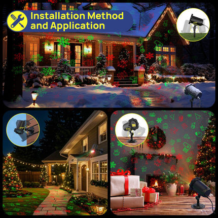 Christmas Projector Lights Outdoor, Christmas Laser Lights Outdoor with 16 Patterns, Waterproof, Timing for Christmas, Year, Birthday Party, Family Gatherings, Garden, Christmas