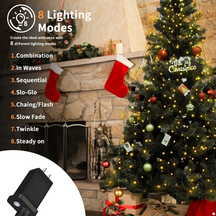 BOLWEO Christmas Tree Lights, 592LED 16 Lines Christmas Lights for Tree 8 Modes for 8ft-10ft Christmas Tree, UL Indoor Outdoor Christmas Decorations 16 9.8ft Drops Warm White