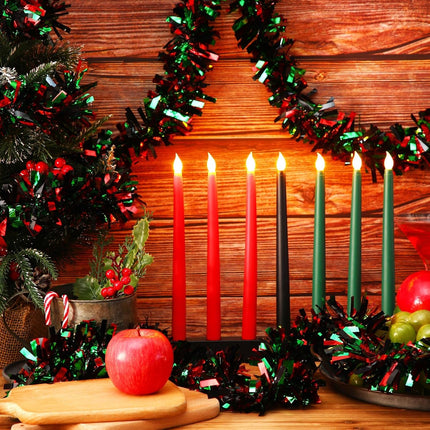 Yilloog 18 Pcs 118 Feet Kwanzaa Tinsel Garland Christmas Garland Red Green Black Metallic Tinsel Garland Kwanzaa Garland African Holiday Decoration Twist Garland Glitter Indoor Outdoor Ornament