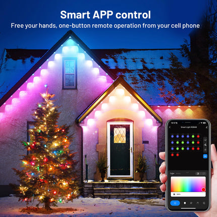 Intelligent Permanent Outdoor Light 38 ft 24 LED Eaves Light Outdoor Light Christmas Decoration Fully Illuminate Your Home During The Year Work with Alexa Google Assistant