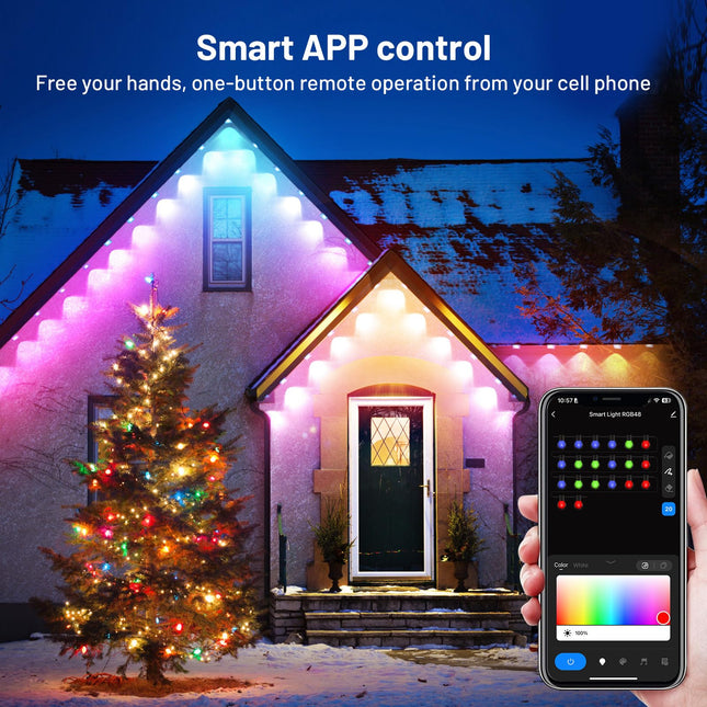 Intelligent Permanent Outdoor Light 38 ft 24 LED Eaves Light Outdoor Light Christmas Decoration Fully Illuminate Your Home During The Year Work with Alexa Google Assistant