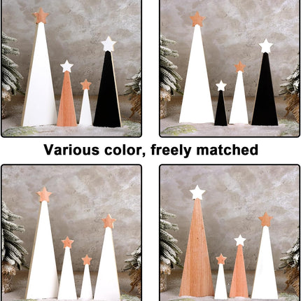 Christmas Wooden Christmas Tree, 4pcs Wooden Christmas Tree Tabletop Ornaments for Christmas Decor, Christmas Decorations for Home Office Farmhouse Centerpieces Original