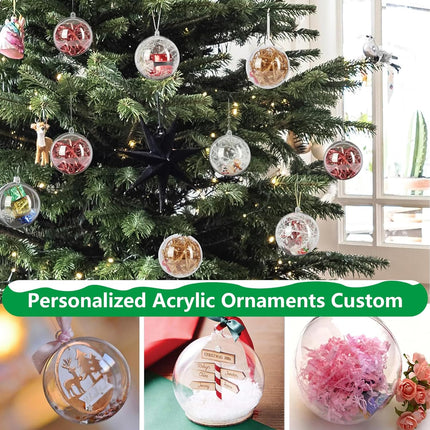Clear Plastic Christmas Ornaments for Crafts Fillable DIY Christmas Balls Transparent Clear Ornaments for Christmas Tree Hanging Decorations Home Festive Decor Wedding Year Xmas Party Supplies