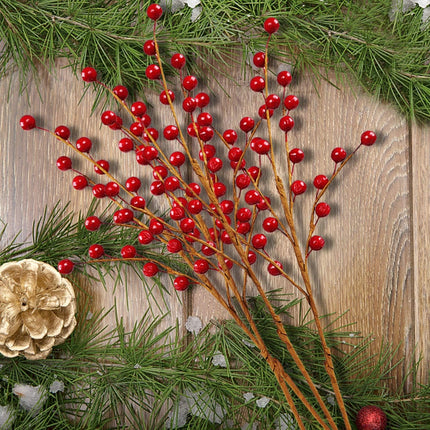 DR.DUDU 12 Pack Christmas Artificial Berry Twigs for Christmas Tree Decoration, 16.5" Christmas Red Berry Stems for Crafts Wreath Garland Christmas Ornaments Decor