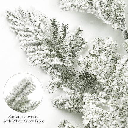 SNAIL GARDEN 33"/82CM Large Snowy Artificial Pine Branches, Pine Needle Branch with Realistic Snow Velvet Cotton,Fake Pine Tree Branches with Long Stem, Christmas Tree Filler for DIY Home Decor