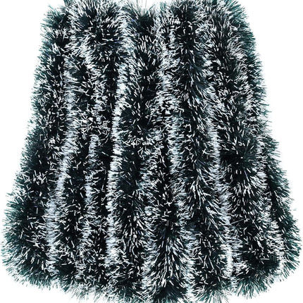 32.8 Feet Christmas Tinsel Garland, Dark Green Garland-Thick White Snow Metallic Garland for Christmas Tree, Party Ceiling Hanging Decoration for Wedding Birthday Xmas Disco Holiday Party