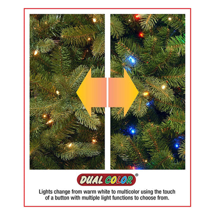 National Tree 24 Inch Feel Real Colonial Wreath with 8 Pine Cones 8 Red Berries and 50 Dual Color Battery Operated LED Lights with Timer and 9 Functions