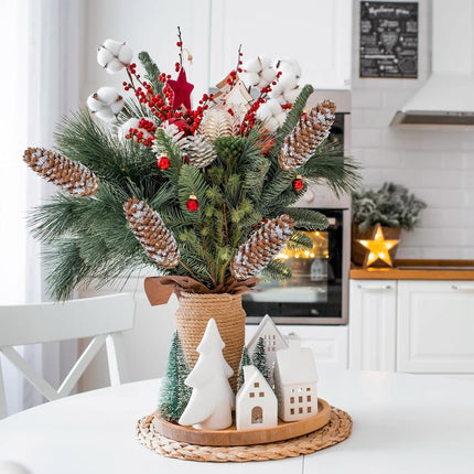 Winlyn 20 Pcs Christmas Natural Pine Cone Picks Snowy Spruce Pine Cones 5.9" Christmas Tree Decorations Hanging Pinecones for Christmas Tree Wreath Garland DIY Crafts Holiday Party Centerpiece