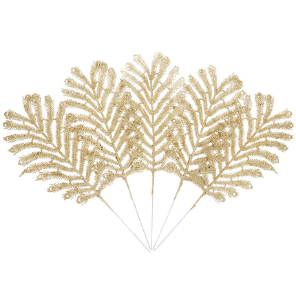 Holibanna Feather Picks Sequined Ostrich Feather Artificial Peacock Feather with Glitter Simulated Meranti Tail for Home Decoration Christmas Tree Garden Decor