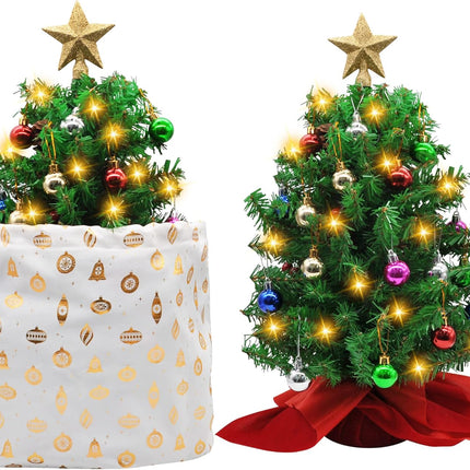 Joiedomi 2 Pack Prelit Tabletop Christmas Tree with Decoration Kit, 20" Artificial Mini Xmas Pine Tree with LED String Lights and Ornaments,Christmas Home Indoor Decoration Tree Decor
