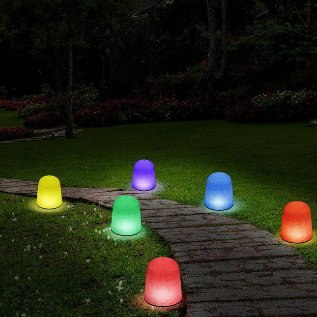 6 Pcs C9 LED Gumdrop Christmas Pathway Lights, Ul Listed, Christmas Walkway Lights Sugar Coated with Warm White Bulbs, Outdoor Christmas Lights for Lawn Yard Garden Outdoor Decor (Rainbow)