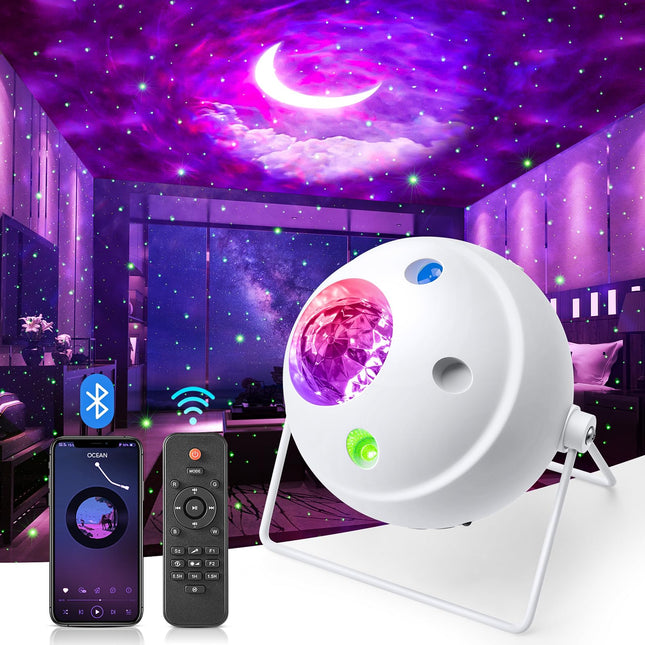 Star Projector Lights for Bedroom Decor, Bluetooth Speaker Galaxy Light for Room,Voice Control Star for Ceiling Projector,Remote Timer Multi-light Mode Galaxy Projector, 5 Films Projector Light