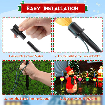 Sumind 1 Set 18 FT Christmas Pathway Lights Outdoor, 10 Bubble Candle Christmas Lights IP44 Waterproof, Glitter Bubble Lights with Stakes for Outdoor Driveway Sidewalk Yard Patio Decoration