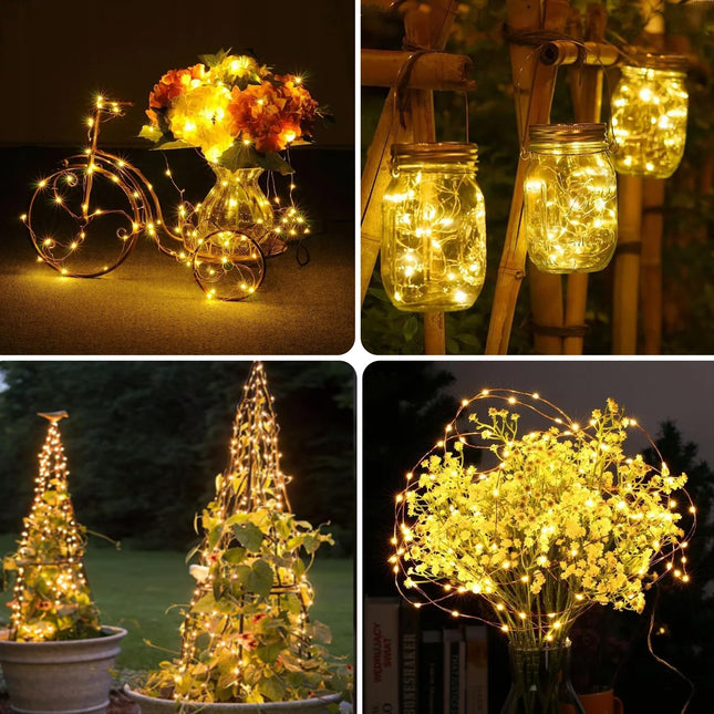 IDEAALS Solar Christmas String Lights, 6-Pack 40FT 100 LED, Waterproof Solar Twinkle Lights with 8 Modes for Outdoor Tree Decorations(Warm White)