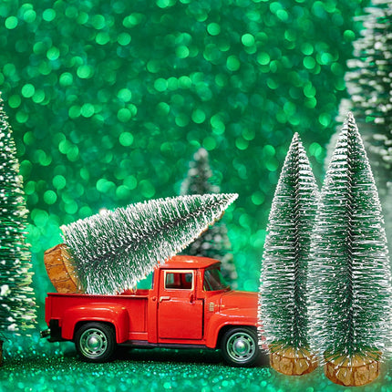 6 Pcs Mini Christmas Trees Bottle Brush Trees, Miniature Pine Christmas Tree Tabletop Mini Snow Frost Trees with Wooden Base for Christmas Holiday Decorations