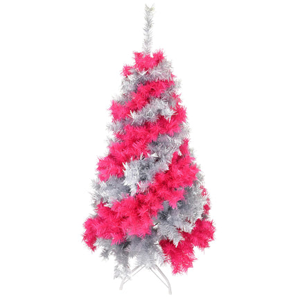 Tree Buddees Pink and Silver Swirl Colored Artificial Christmas Tree - 4 Foot