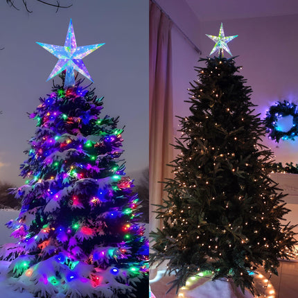 Christmas Star Tree Topper, 10” 50LEDs Smart Lighted Christmas Tree Topper RGB Treetop App Control USB Powered Xmas Music Sync Tree Top for Christmas Tree Holiday