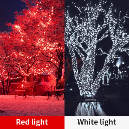 500 LED String Lights Outdoor, 16 Modes Plug in Twinkle Fairy Lights for Bedroom, 46ft 500LED Christmas Lights Cluster Lights Outdoor Waterproof Red&White Bulb