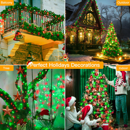 240LED 88Ft Christmas Lights with Memory, 13 Modes Waterproof Xmas String Lights Outdoor with Timer, Christmas Decorations for Indoor Patio Garden Party Home(Red&Green)