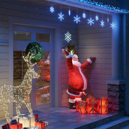 Christmas Snowflake String Lights 9FT 150 LEDs Icicle Lights with 10 Drops for Indoor Outdoor Decoration Waterproof Connectable Christmas Light for House, Garden, Patio, Yard, Wedding, Xmas
