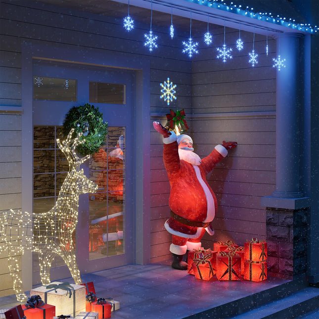 Christmas Snowflake String Lights 9FT 150 LEDs Icicle Lights with 10 Drops for Indoor Outdoor Decoration Waterproof Connectable Christmas Light for House, Garden, Patio, Yard, Wedding, Xmas