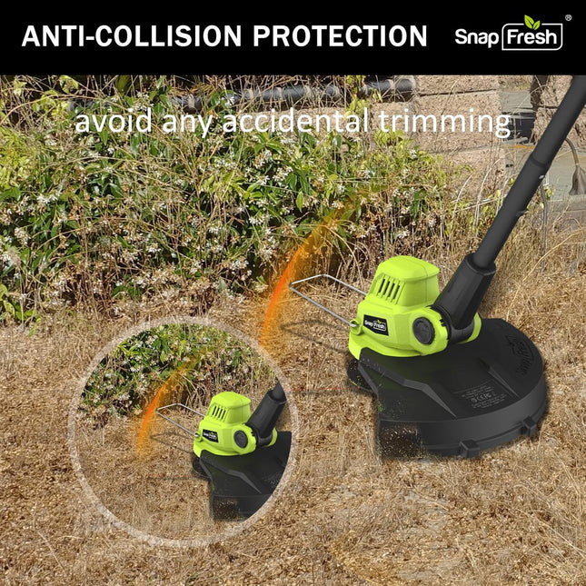Cordless String Trimmer - SnapFresh Battery Operated LawnTrimmer, 20V Line String Trimmer with Battery & Charger for Adjustable Angle Cutting, Lightweight String Trimmer / Edger in Garden & Outdoor