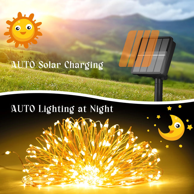Solar String Lights for Outside, 200 LED 72Ft Solar Fairy Lights for Outside Waterproof with 8 Modes, Solar Lights Outdoor for Patio Tree Christmas Party Wedding Decor(Warm White)