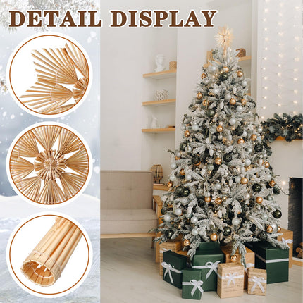 Christmas Straw Star Snowflake Tree Topper Straw Ornaments 10 x 12 Inch Swedish Style Nordic Tree Topper for Christmas Tree Office Home Indoor Desktop Adults Decoration(Classic)