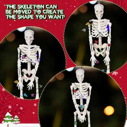10 Pcs Christmas Skeleton Wrapped in Lights 6.7 Inch Christmas Tree Hanging Ornament Scary Skeletons Mini Skeletons Figurines for Haunted House Graveyard Halloween Party Decor