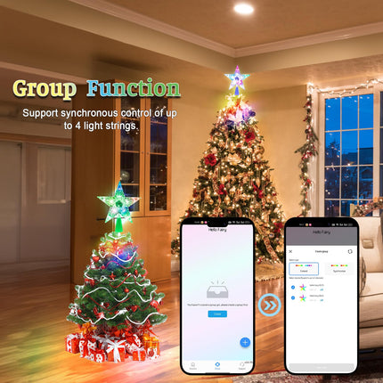 Christmas Tree Topper Smart Star, 7.6'' 10LEDs Static Dynamic Lighted Tree Topper,RGB Color Changing with Remote Controller, W/App Control, USB Powered, Music Sync, Xmas Tree Topper Holiday Decor