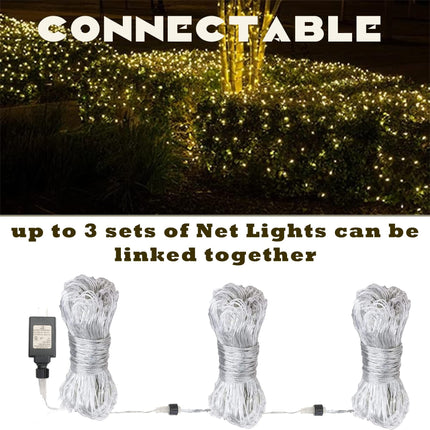 Eueasy Net Lights Outdoor, 360 LED Gazebo Net Lights, 12×12 FT Connectable Fairy Lights with 8 Lighting Modes, LED Net Lights for Bushes, Garden, Backyard, Holiday, Christmas