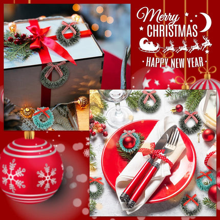 30 Pieces Mini Christmas Wreaths Artificial Christmas Wreath Wreaths Xmas Wreaths with Bows Christmas Tree Hanging Decor for Christmas Dollhouse Party Crafts and Decorations