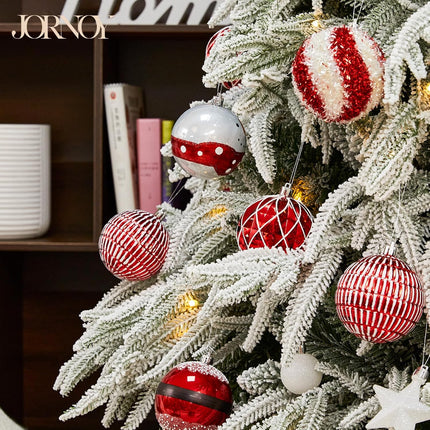 80MM Christmas Balls Ornaments, 12ct Shatterproof Christmas Decorations for Xmas Tree, Hanging Ornaments for Holiday Xmas Party, Red & White